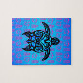 Tribale schildpad Hibiscus Legpuzzel (Horizontaal)