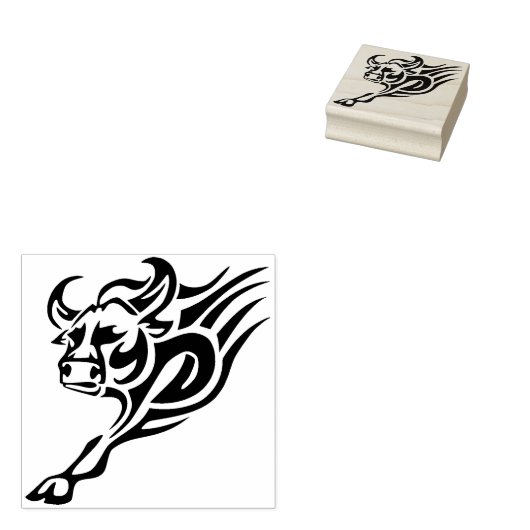 tribale stier - kunststempel rubberstempel (Gestempeld)