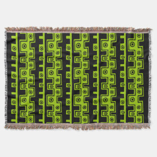 Tribale stijl II - Zwart op Martian Green Deken