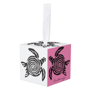 Tribale stijlschildpad Thunder_Cove Kubus Ornament