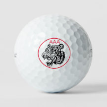 TRIBALE TIGER ROARING CUSTOM MONOGRAM GOLF BALL