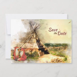 Tribale Tipi en Foxes in Love Boho Teepee Wedding Save The Date