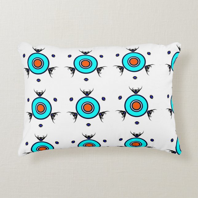 Tribale Turquoise Patroon Accent Kussen (Voorkant)