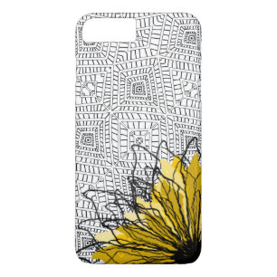 Tribale vierkanten en gele bloem iPhone 8 plus / 7 plus hoesje