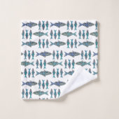 Tribale vis blauw groen modern grafisch ontwerp bad handdoek (Wasdoekje)