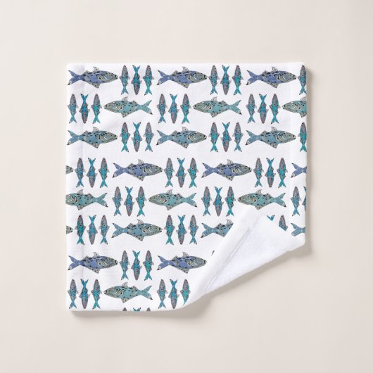 Tribale vis blauw groen modern grafisch ontwerp bad handdoek (Wasdoekje)