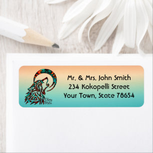 Tribale Wolf die naar het motorlabel kijkt Etiket