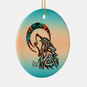 Tribale Wolf die naar het Ornament van de maan-ker (Rechts)