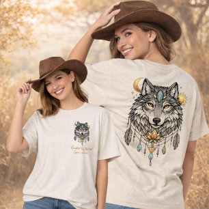 Tribale Wolf Geest Dier Droomvanger Zon Maan Tri-Blend Shirt