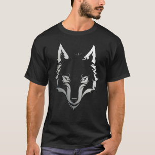 Tribale Wolf Hoofd T-Shirt – Krachtig Monochroom D