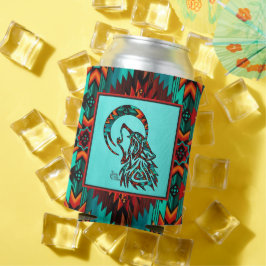 Tribale Wolf Howling bij de maan Koelbox Blikjeskoeler