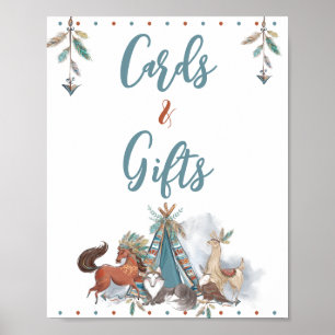 Tribale Woodland Dieren Baby shower Kaarten en cad Poster