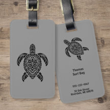 Tribale Zeeschildpad, zwart op grijs