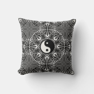 Tribale Zwarte Witte Yin Yang Geometrische Kussen