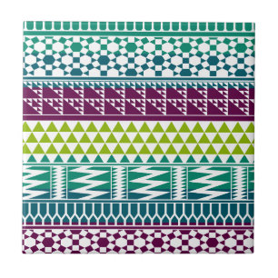 Tribbypatroon van Bourgogne Aqua Geometric Aztec Tegeltje
