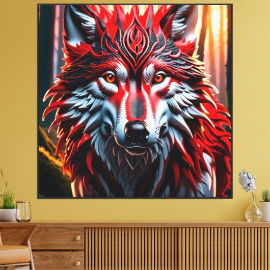 Tribe wolf canvas afdruk (Insitu (Woonkamer))