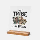 Tribu de chiens a des pattes design de gravure vin (Angle)