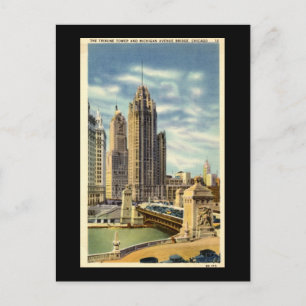 Tribune Tower, Vintage van Chicago Briefkaart