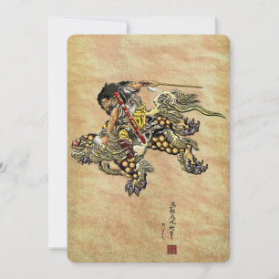 Tribute to Hokusai - Shoki Riding Shishi Lion