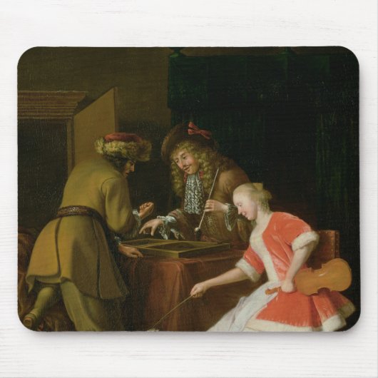 Tric-trac-spelers met een dame en haar hond muismat (Voorkant)