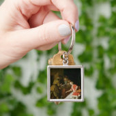 Tric-trac-spelers met een dame en haar hond sleutelhanger (Hand)