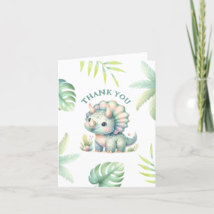 Triceratopos Dinosaur Baby shower Dank u kaart