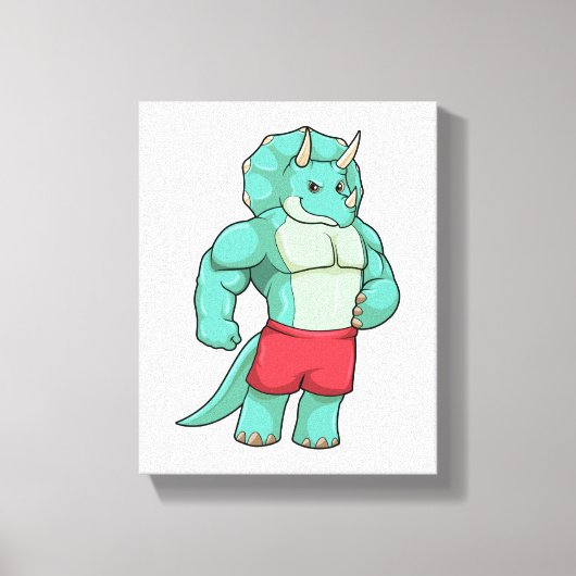 Triceratops als Bodybuilder in Bodybuilding Canvas Afdruk (Voorkant)
