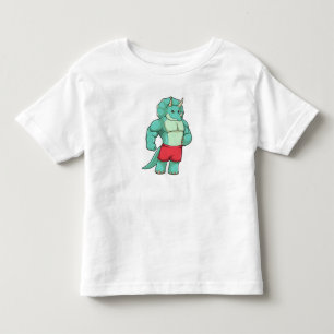Triceratops als Bodybuilder in Bodybuilding Kinder Shirts