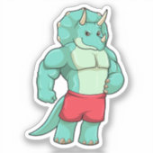 Triceratops als Bodybuilder in Bodybuilding Sticker (Voorkant)