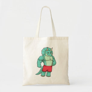 Triceratops als Bodybuilder in Bodybuilding Tote Bag