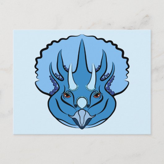 Triceratops Blue Cute Dinosaur Briefkaart (Voorkant)