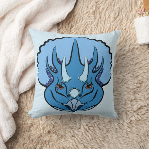 Triceratops Blue Cute Dinosaur Kussen