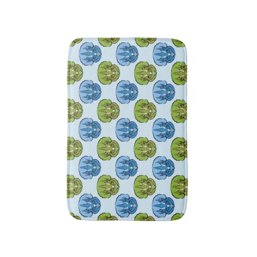Triceratops Blue en Green Cute Dinosaur Pattern Badmat (Voorkant Verticaal)