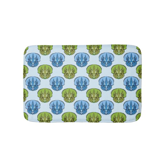 Triceratops Blue en Green Cute Dinosaur Pattern Badmat (Voorkant)