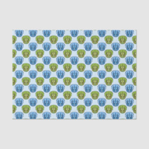 Triceratops Blue en Green Cute Dinosaur Pattern Tissuepapier