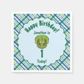 Triceratops Blue en Green Dinosaur Personalized Servetten (Voorkant)