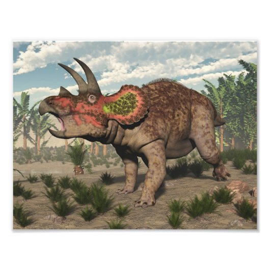 Triceratops dinosaur - 3D rendering Foto Afdruk (Voorkant)