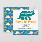 Triceratops Dinosaur Birthday Party Invitations Kaart (Voorkant / Achterkant)