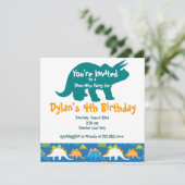 Triceratops Dinosaur Birthday Party Invitations Kaart (Staand voorkant)