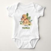 Triceratops Dinosaur Greenery Custom Name Romper (Voorkant)