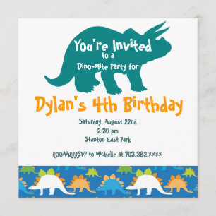 Triceratops Dinosaur Invitations de fête d'anniver