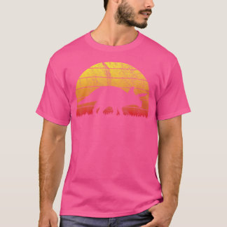Triceratops Dinosaur Retro Summer Sunset T-shirt