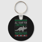 Triceratops Dinosaur Ugly Christmas Design Style F Sleutelhanger (Voorkant)