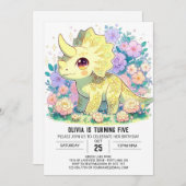 Triceratops Dinosaurus Digitale Verjaardag Kaart (Voorkant / Achterkant)