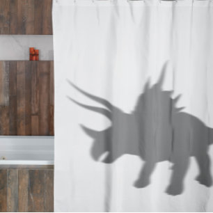 Triceratops dinosaurus silhouet schaduw achter douchegordijn
