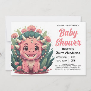 Triceratops Elegant Dinosaurus Meisje Baby shower Kaart