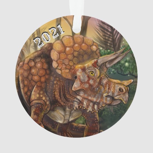 Triceratops Forest Custom Name Ornament (achterkant)