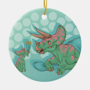 Triceratops Giving Flowers Keramisch Ornament
