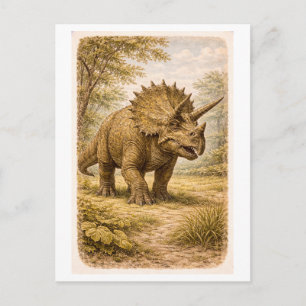 Triceratops-illustratie in vintage stijl briefkaart