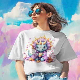Triceratops in een deken gewikkeld, koffie drinken t-shirt